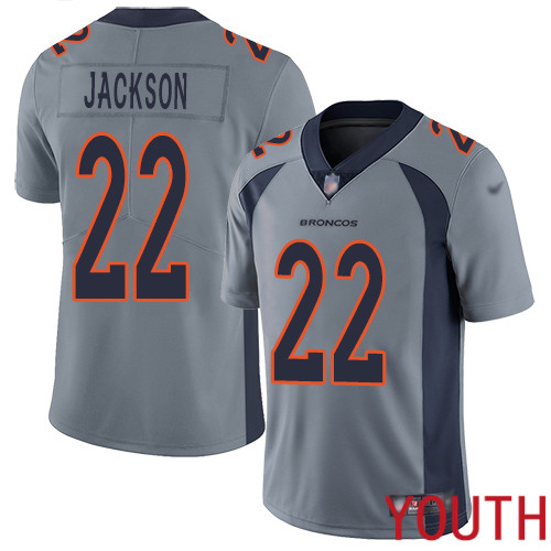 Youth Denver Broncos #22 Kareem Jackson Limited Silver Inverted Legend Football NFL Jersey->youth nfl jersey->Youth Jersey
